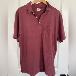 Faherty Men’s Sun Washed Polo Shirt Red Burgundy Short Sleeve Coastal Surf XL